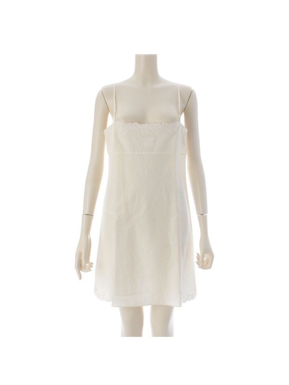 Miu Miu Linen Blend Mini Camisole Tunic Dress Off White 40
